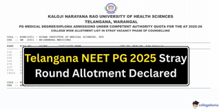 Telangana NEET PG 2025 Stray Round Allotment Declared at knruhs.telangana.gov.in; Check List Here